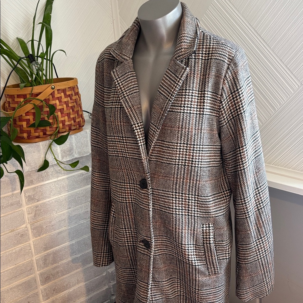 Sebby Collection Plaid Overcoat - Picture 2 of 6
